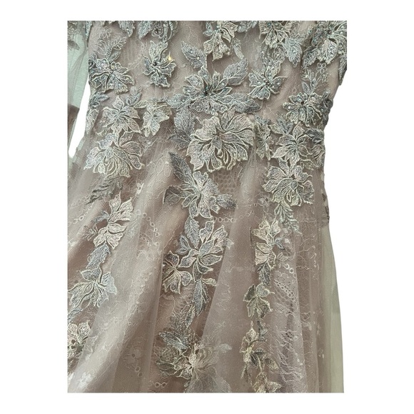 MAC DUGGAL Lace Tulle A Line Midi Dress in Vintage Lilac Size 6 Style 30681 NWT - Picture 12 of 14